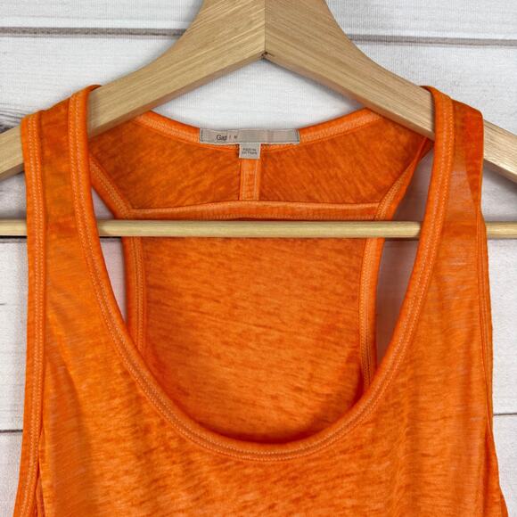 GAP‎ Orange Racerback Tank Top Burnout Tee Size M Womens - Picture 2 of 5